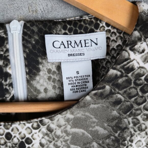 Carmen Marc Valvo Womens Bodycon Dress Size Small Snakeskin Animal Sleeveless - Picture 3 of 6
